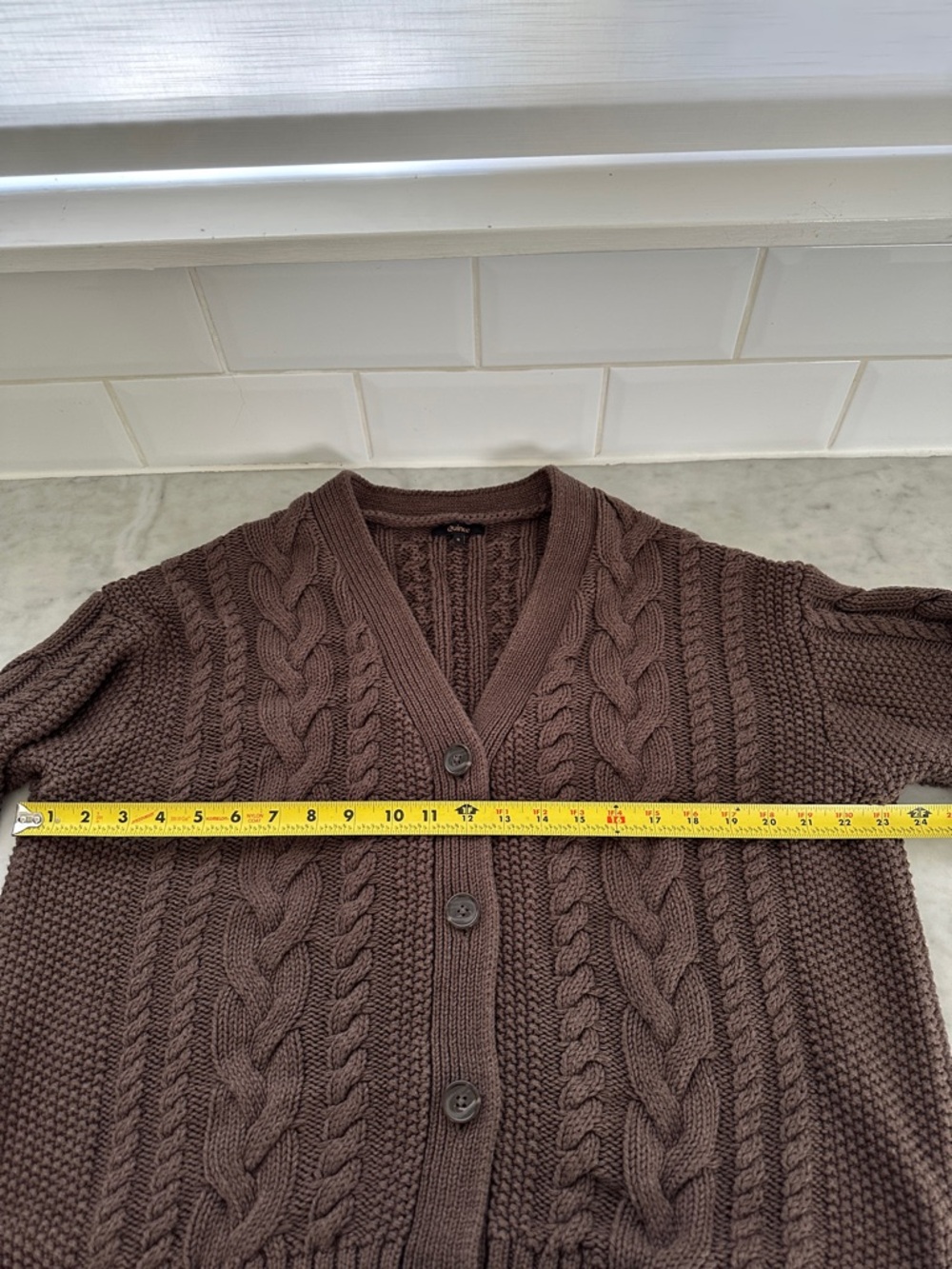 Quince Cable Knit Cardigan - Brown Size Small - Picture 4 of 7